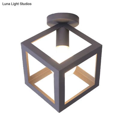 DecorBites™ DecorBites™ Modern 1-Light Square Ceiling Mounted Light with Wire Guard - Loft Style Semi-Flush Lighting for Bedroom