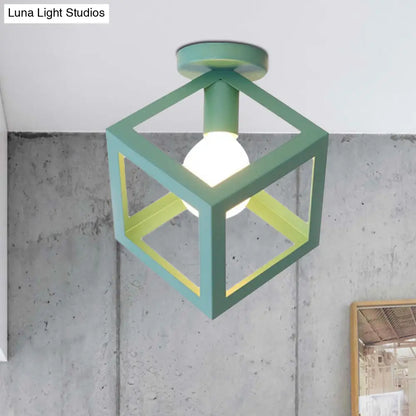 DecorBites™ DecorBites™ Modern 1-Light Square Ceiling Mounted Light with Wire Guard - Loft Style Semi-Flush Lighting for Bedroom