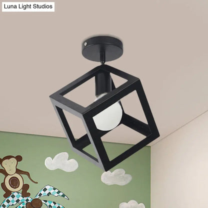 DecorBites™ DecorBites™ Modern 1-Light Square Ceiling Mounted Light with Wire Guard - Loft Style Semi-Flush Lighting for Bedroom