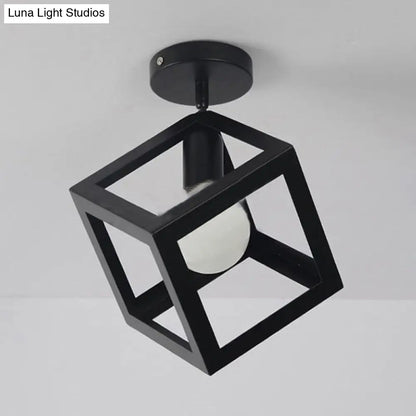 DecorBites™ DecorBites™ Modern 1-Light Square Ceiling Mounted Light with Wire Guard - Loft Style Semi-Flush Lighting for Bedroom