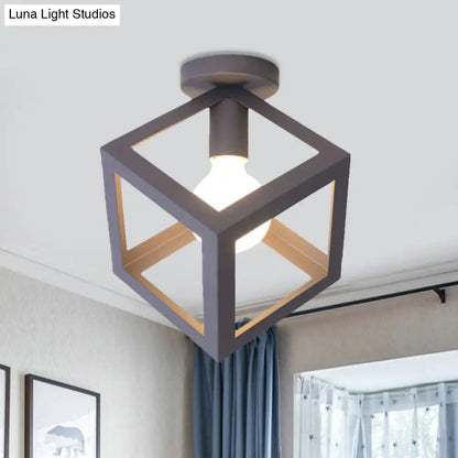 DecorBites™ DecorBites™ Modern 1-Light Square Ceiling Mounted Light with Wire Guard - Loft Style Semi-Flush Lighting for Bedroom