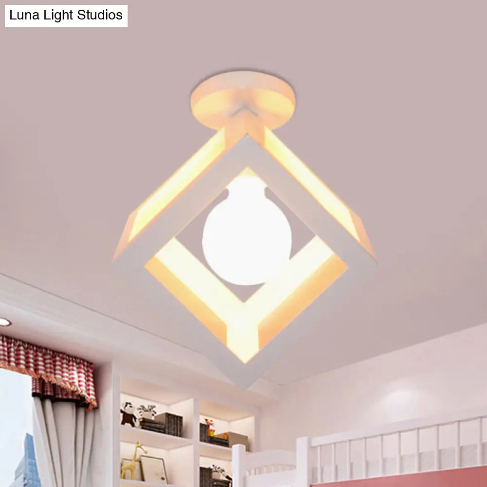 DecorBites™ DecorBites™ Modern 1-Light Square Ceiling Mounted Light with Wire Guard - Loft Style Semi-Flush Lighting for Bedroom