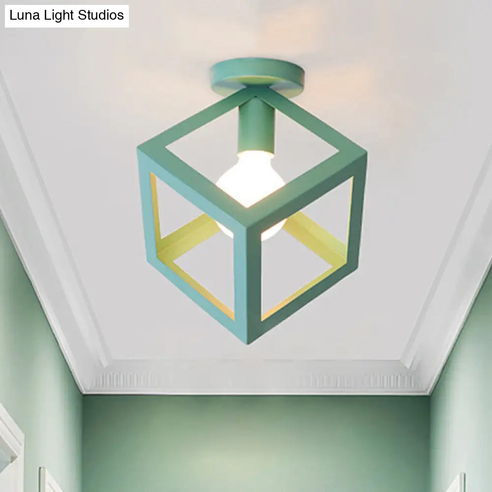 DecorBites™ DecorBites™ Modern 1-Light Square Ceiling Mounted Light with Wire Guard - Loft Style Semi-Flush Lighting for Bedroom