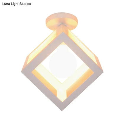 DecorBites™ DecorBites™ Modern 1-Light Square Ceiling Mounted Light with Wire Guard - Loft Style Semi-Flush Lighting for Bedroom