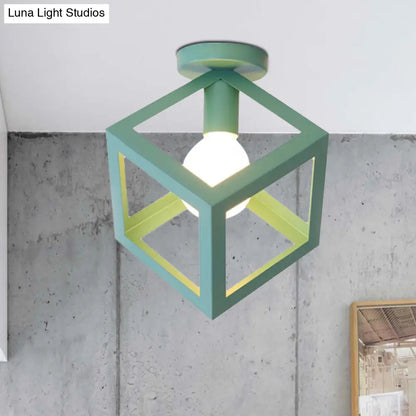 DecorBites™ DecorBites™ Modern 1-Light Square Ceiling Mounted Light with Wire Guard - Loft Style Semi-Flush Lighting for Bedroom