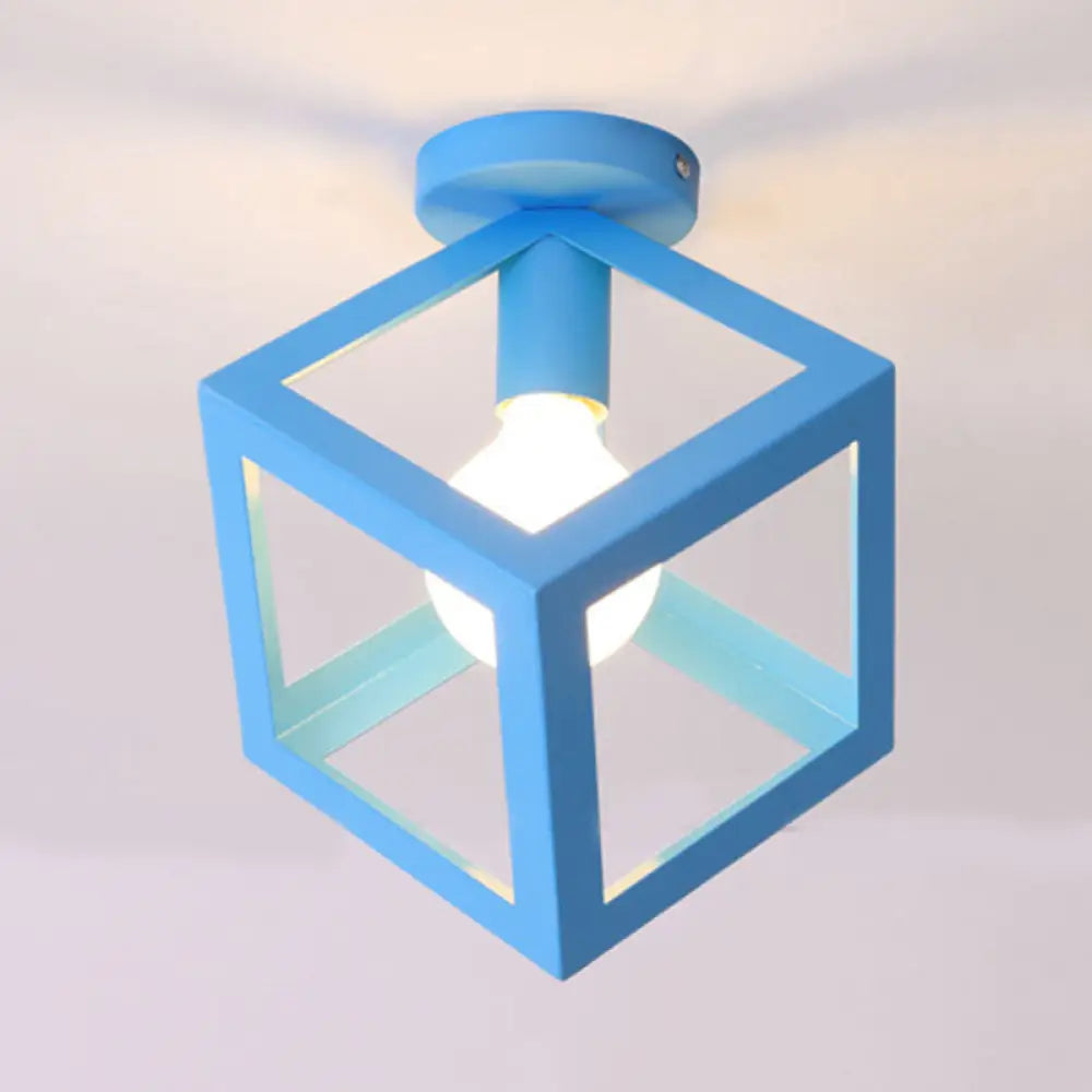 DecorBites™ DecorBites™ Modern 1-Light Square Ceiling Mounted Light with Wire Guard - Loft Style Semi-Flush Lighting for Bedroom