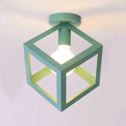 DecorBites™ DecorBites™ Modern 1-Light Square Ceiling Mounted Light with Wire Guard - Loft Style Semi-Flush Lighting for Bedroom