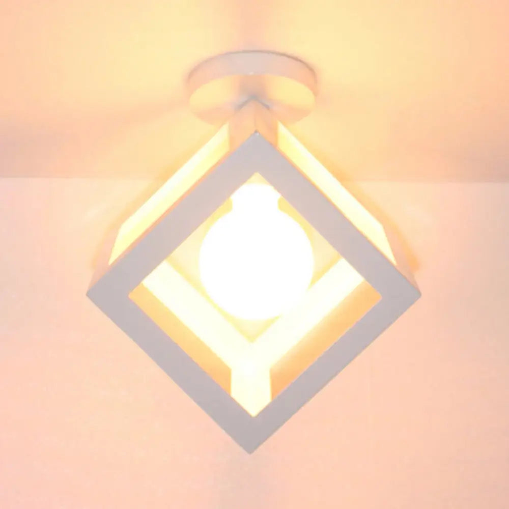 DecorBites™ DecorBites™ Modern 1-Light Square Ceiling Mounted Light with Wire Guard - Loft Style Semi-Flush Lighting for Bedroom