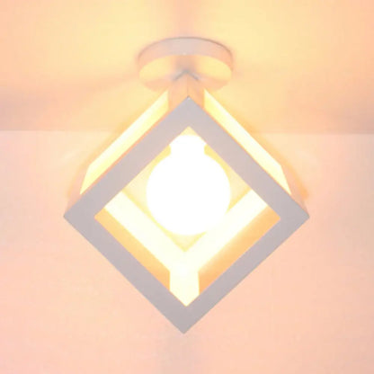 DecorBites™ DecorBites™ Modern 1-Light Square Ceiling Mounted Light with Wire Guard - Loft Style Semi-Flush Lighting for Bedroom