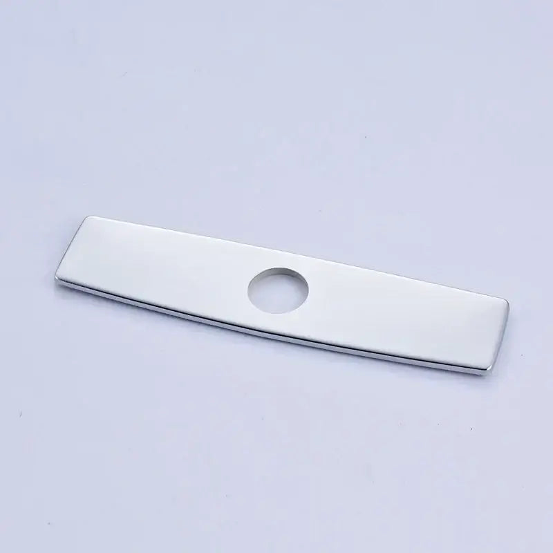 Modern 10 inch chrome-plated metal deck plate escutcheon with central circular hole for kitchen and bathroom sink cover