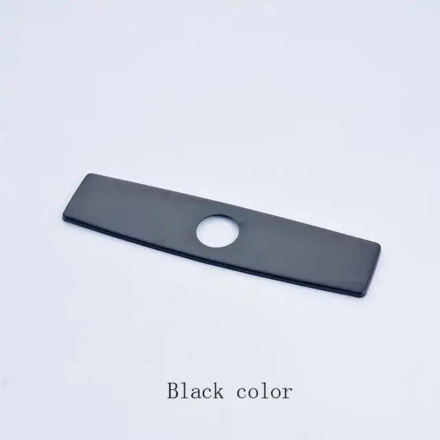 Modern 10 inch black metal deck plate escutcheon with central hole for kitchen and bathroom sink hole cover