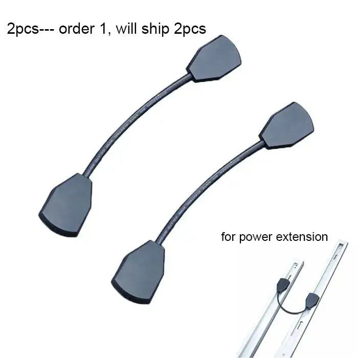 Black flexible power extension cords with flat matte plastic ends for decorbites 100cm black white track lighting