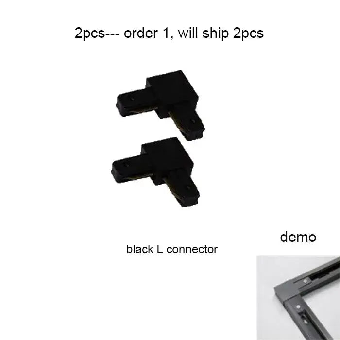 Black l-shaped plastic track system connectors for decorbites 100cm black white living room lighting track