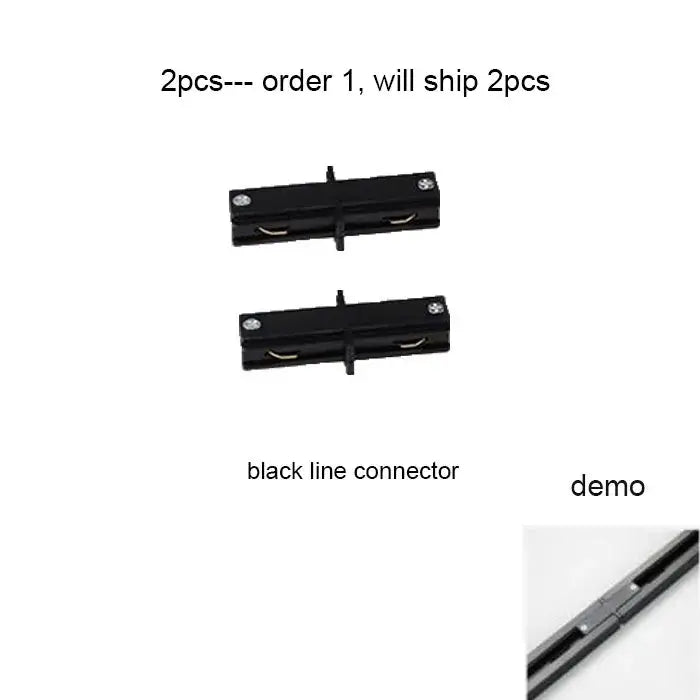 Black line connector with matte finish for decorbites 100cm black white track in modern living room lighting