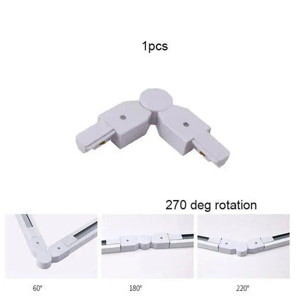 White plastic 270-degree rotating track lighting connector for decorbites 100cm black white track living room lighting