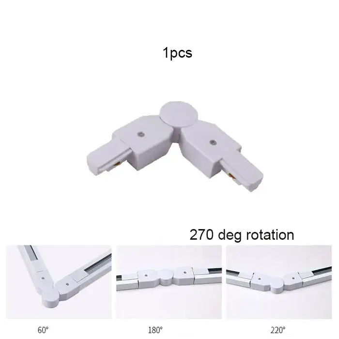 White plastic 270-degree rotating track lighting connector for decorbites 100cm black white track living room lighting