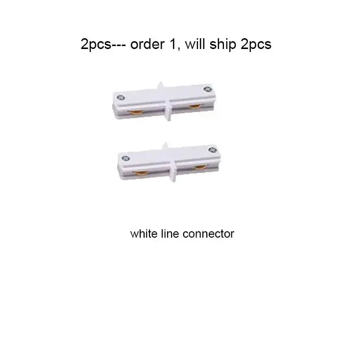 White plastic line connectors with metallic screws and gold contacts for decorbites 100cm black white track lighting