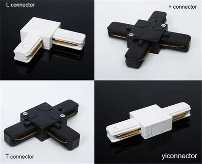 White and black plastic track lighting connectors with gold metal contacts for decorbites 100cm black white track