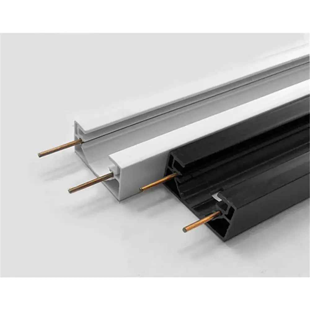 Modern 100cm black white track with white and black plastic led light channels and copper mounting pins for living room lighting