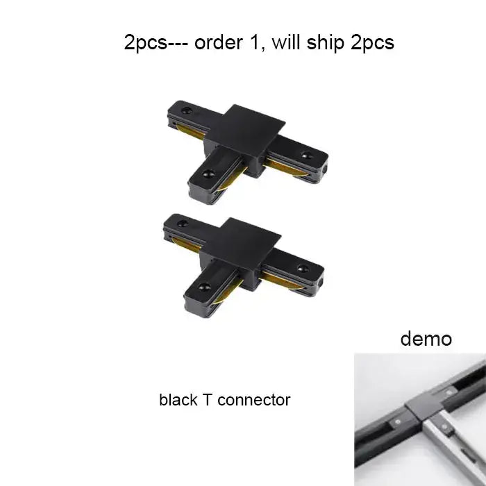 Black t-shaped track lighting connector with gold-colored internal rails for decorbites 100cm black white track lighting