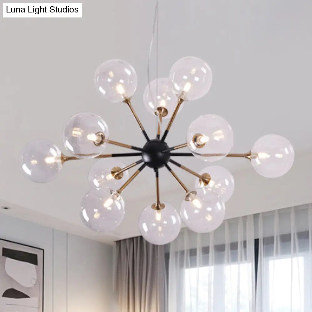 Lámpara de araña Sputnik moderna de cristal transparente con 12 luces para salón - Estilo sencillo