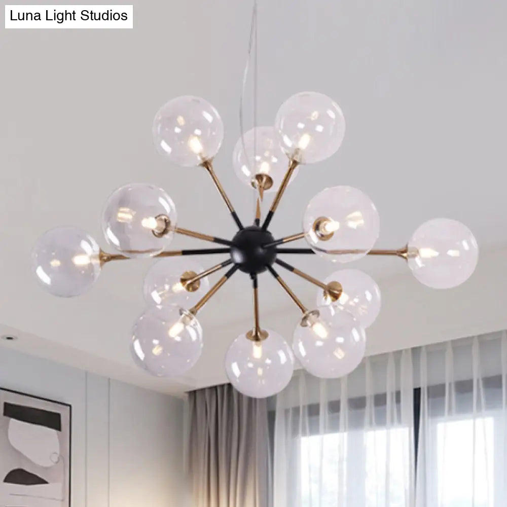 Lámpara de araña Sputnik moderna de cristal transparente con 12 luces para salón - Estilo sencillo