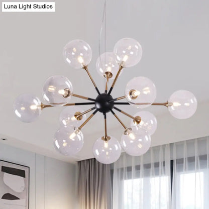 Lámpara de araña Sputnik moderna de cristal transparente con 12 luces para salón - Estilo sencillo