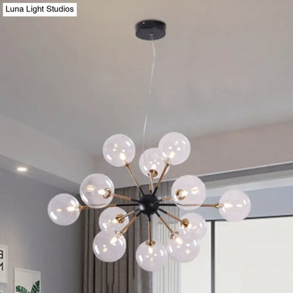 Lámpara de araña Sputnik moderna de cristal transparente con 12 luces para salón - Estilo sencillo