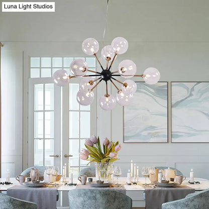 Lámpara de araña Sputnik moderna de cristal transparente con 12 luces para salón - Estilo sencillo