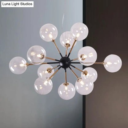 Lámpara de araña Sputnik moderna de cristal transparente con 12 luces para salón - Estilo sencillo