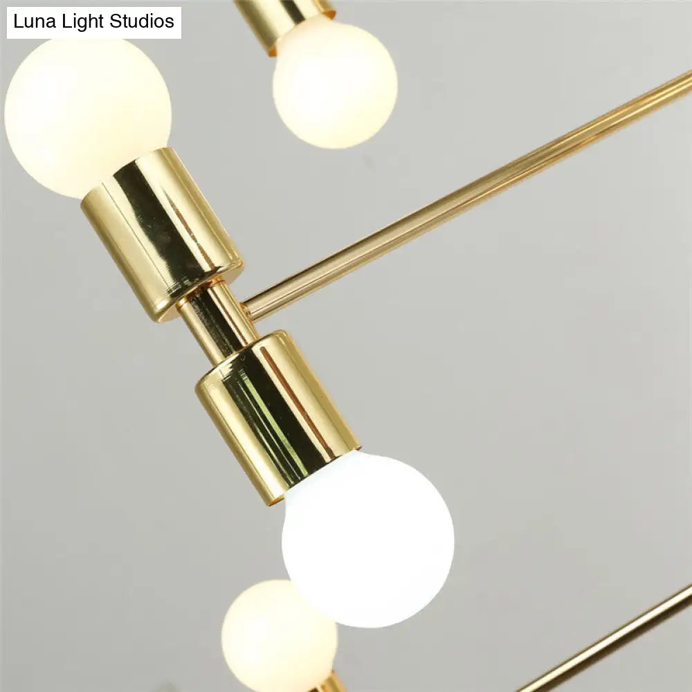 Lámpara de techo moderna de metal con 12 luces y diseño escalonado: araña negra/dorada para sala de estar