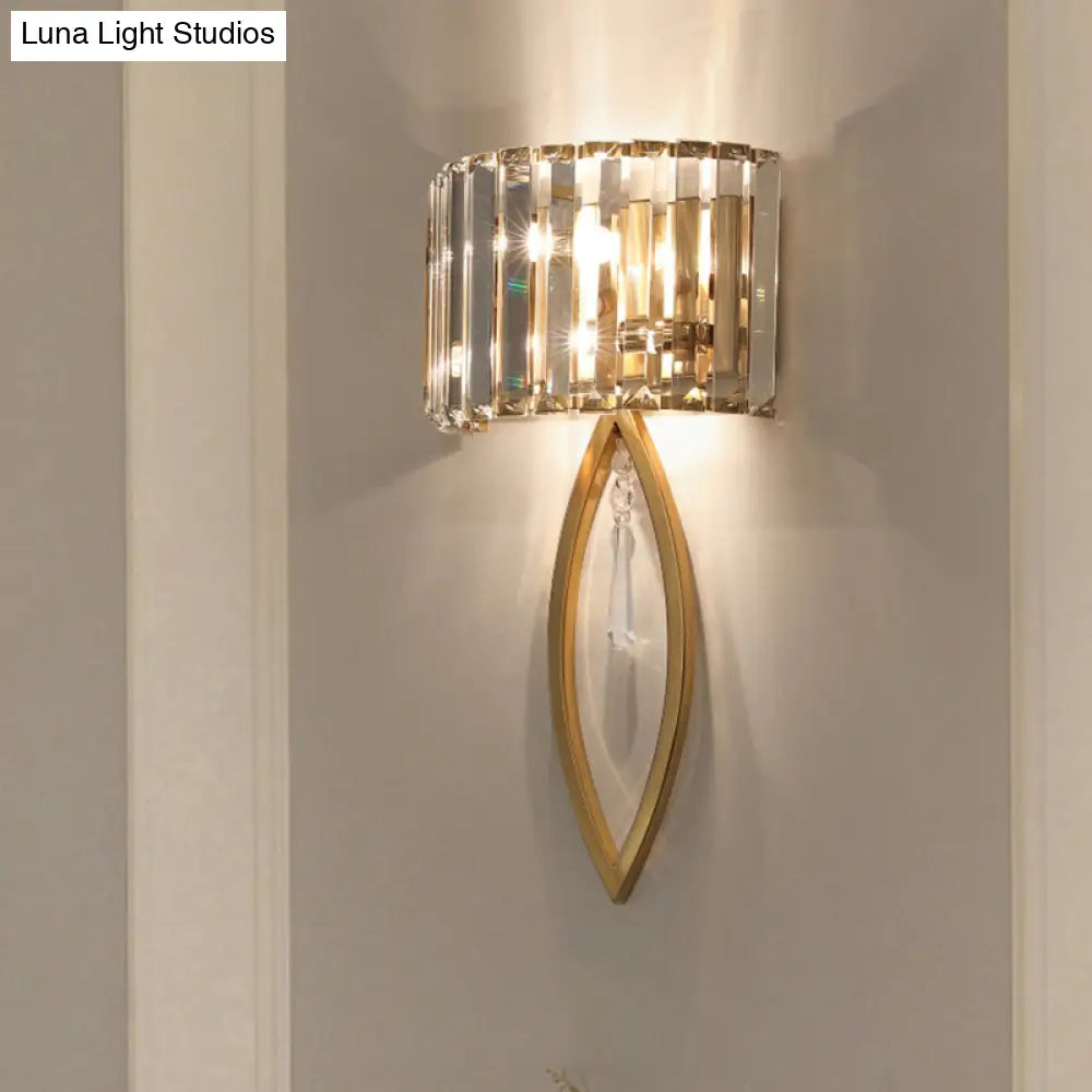 DecorBites™ DecorBites™ Modern 2-Bulb Gold Flush Mount Sconce with Prismatic Crystal for Aisle Lighting