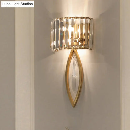 DecorBites™ DecorBites™ Modern 2-Bulb Gold Flush Mount Sconce with Prismatic Crystal for Aisle Lighting