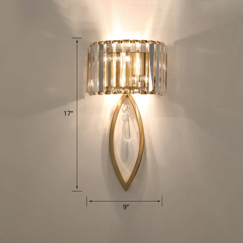 DecorBites™ DecorBites™ Modern 2-Bulb Gold Flush Mount Sconce with Prismatic Crystal for Aisle Lighting
