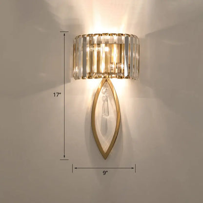 DecorBites™ DecorBites™ Modern 2-Bulb Gold Flush Mount Sconce with Prismatic Crystal for Aisle Lighting