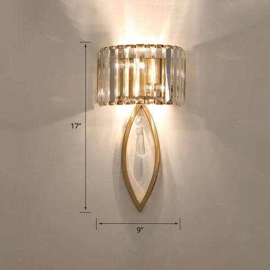 DecorBites™ DecorBites™ Modern 2-Bulb Gold Flush Mount Sconce with Prismatic Crystal for Aisle Lighting