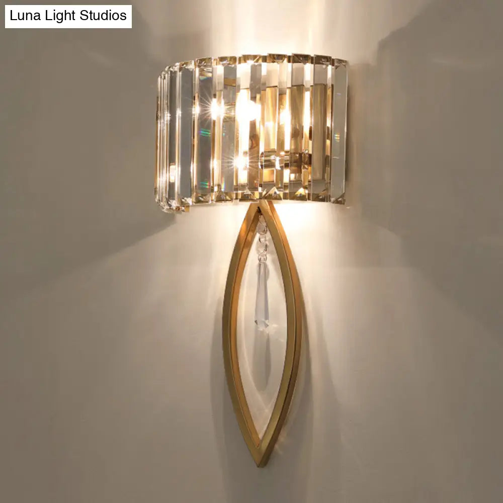 DecorBites™ DecorBites™ Modern 2-Bulb Gold Flush Mount Sconce with Prismatic Crystal for Aisle Lighting