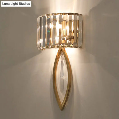 DecorBites™ DecorBites™ Modern 2-Bulb Gold Flush Mount Sconce with Prismatic Crystal for Aisle Lighting