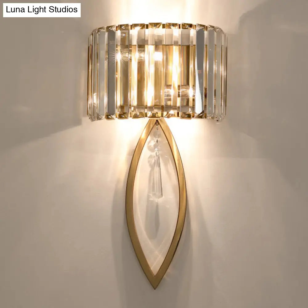 DecorBites™ DecorBites™ Modern 2-Bulb Gold Flush Mount Sconce with Prismatic Crystal for Aisle Lighting