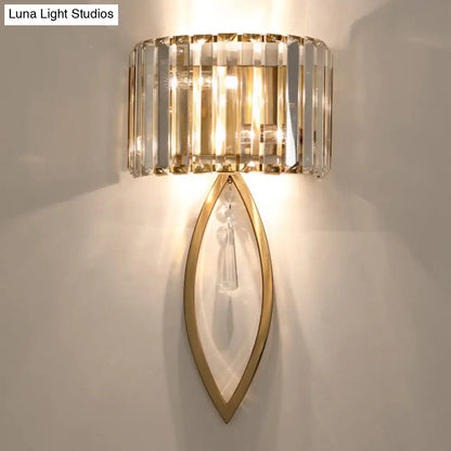 DecorBites™ DecorBites™ Modern 2-Bulb Gold Flush Mount Sconce with Prismatic Crystal for Aisle Lighting