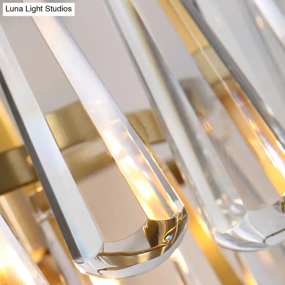 DecorBites™ DecorBites™ Modern 2-Light Metal Wall Fixture with Crystal Teardrop Shade and Golden Finish