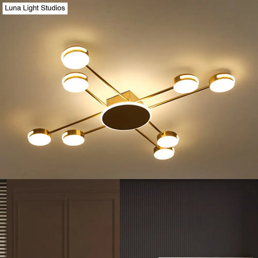 DecorBites™ DecorBites™ Modern 2-Tier Iron Flush Mount Chandelier with 8 Lights in Black/Gold Finish - Warm/White/Natural Lighting