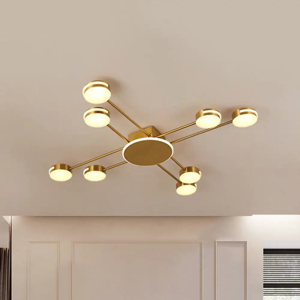 DecorBites™ DecorBites™ Modern 2-Tier Iron Flush Mount Chandelier with 8 Lights in Black/Gold Finish - Warm/White/Natural Lighting