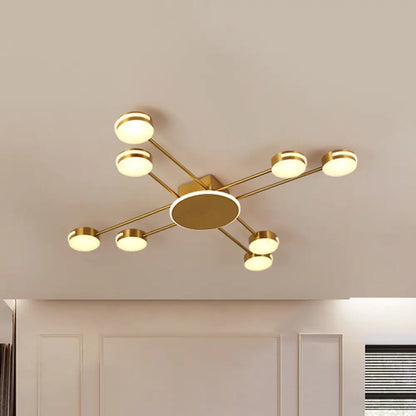 DecorBites™ DecorBites™ Modern 2-Tier Iron Flush Mount Chandelier with 8 Lights in Black/Gold Finish - Warm/White/Natural Lighting