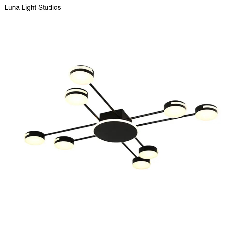 DecorBites™ DecorBites™ Modern 2-Tier Iron Flush Mount Chandelier with 8 Lights in Black/Gold Finish - Warm/White/Natural Lighting