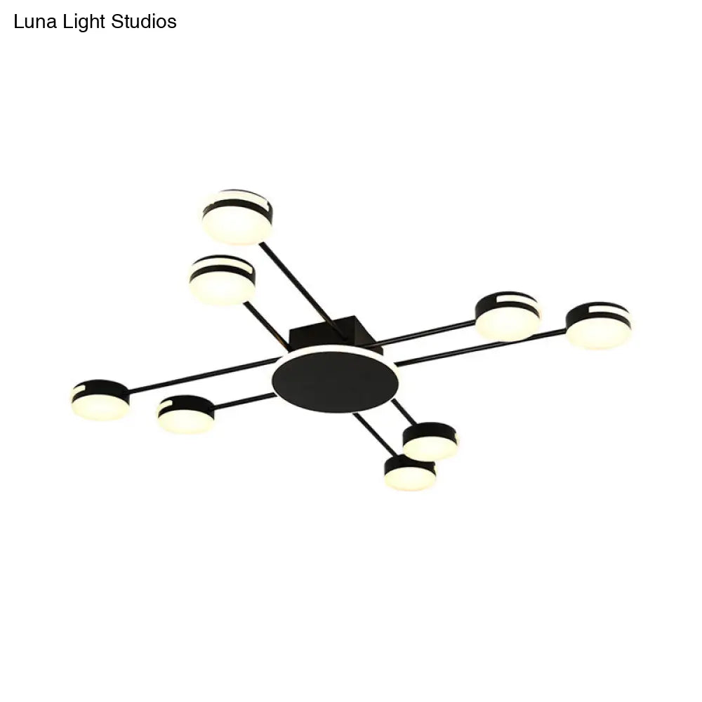 DecorBites™ DecorBites™ Modern 2-Tier Iron Flush Mount Chandelier with 8 Lights in Black/Gold Finish - Warm/White/Natural Lighting