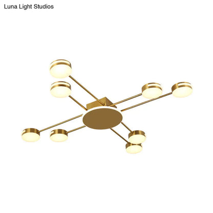 DecorBites™ DecorBites™ Modern 2-Tier Iron Flush Mount Chandelier with 8 Lights in Black/Gold Finish - Warm/White/Natural Lighting