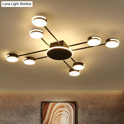 DecorBites™ DecorBites™ Modern 2-Tier Iron Flush Mount Chandelier with 8 Lights in Black/Gold Finish - Warm/White/Natural Lighting