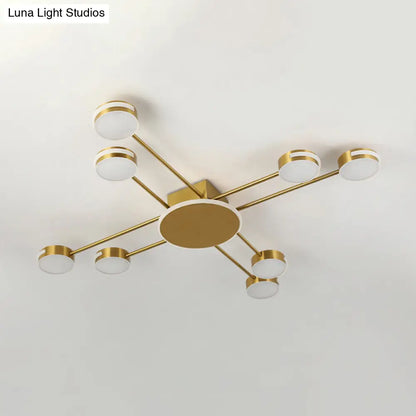 DecorBites™ DecorBites™ Modern 2-Tier Iron Flush Mount Chandelier with 8 Lights in Black/Gold Finish - Warm/White/Natural Lighting