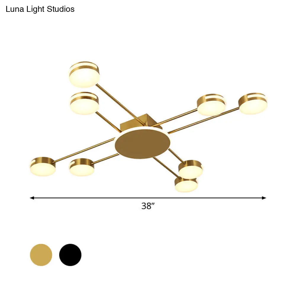 DecorBites™ DecorBites™ Modern 2-Tier Iron Flush Mount Chandelier with 8 Lights in Black/Gold Finish - Warm/White/Natural Lighting